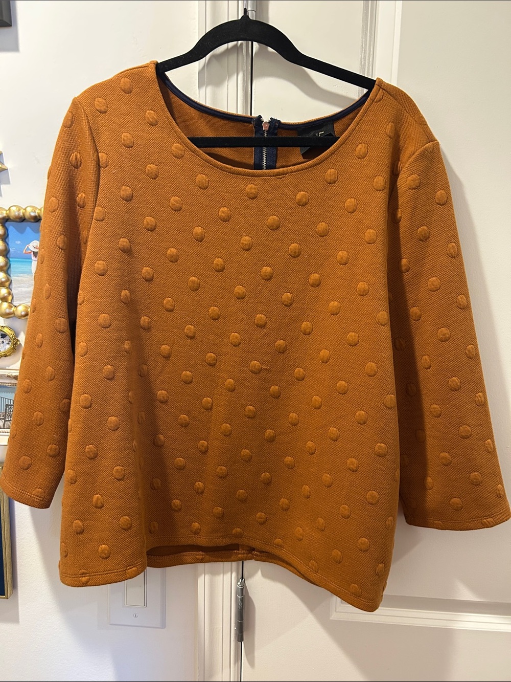 W5 Mustard Dot-Texture Knit Pullover